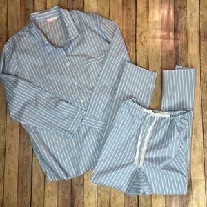 Victoria’s Secret 2 piece pajama/lounge set 100% cotton baby blue & white sizeXL